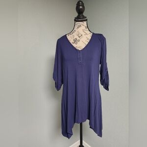 Venus Blue Button Up Quarter Sleeve Shirt